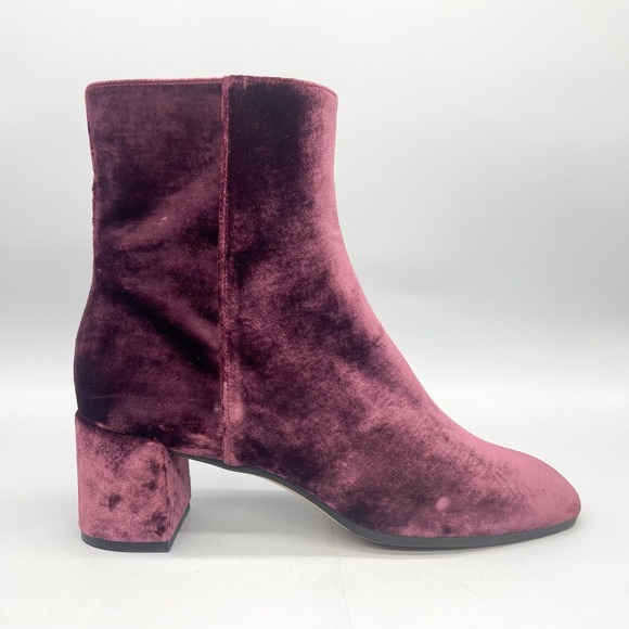 M Gemi Womens 42‎ 11 Corsa Boots Shoes Burgundy Velvet Chunky Heel Bootie Zip
